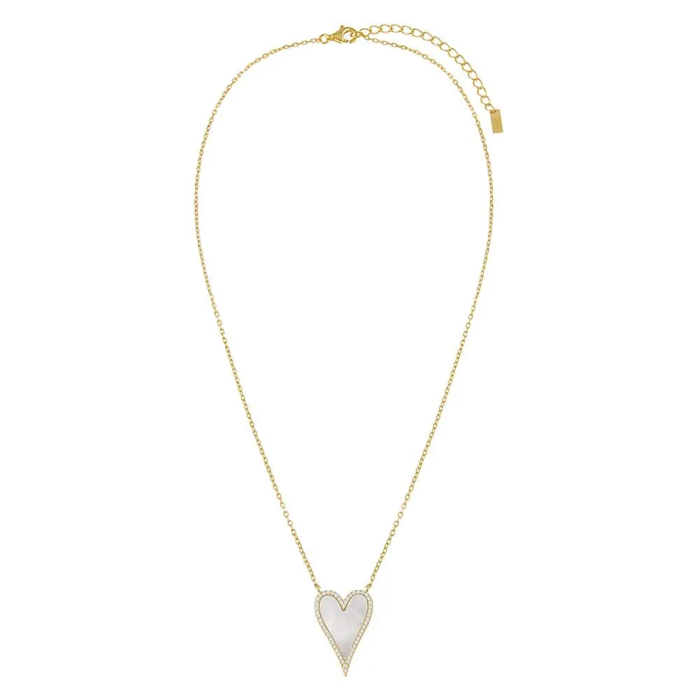 Elongated Pavé Heart Necklace
