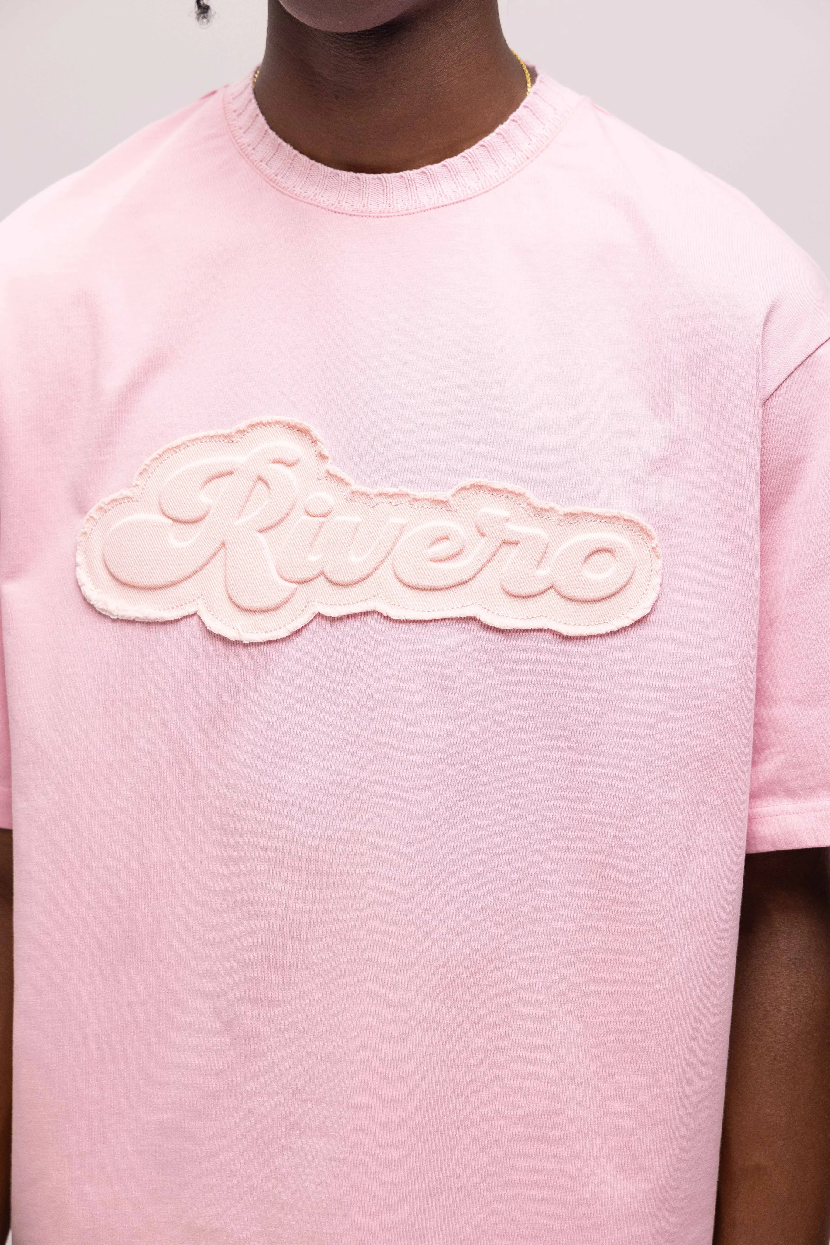 EMBOSSED OVERSIZED T-SHIRT PINK