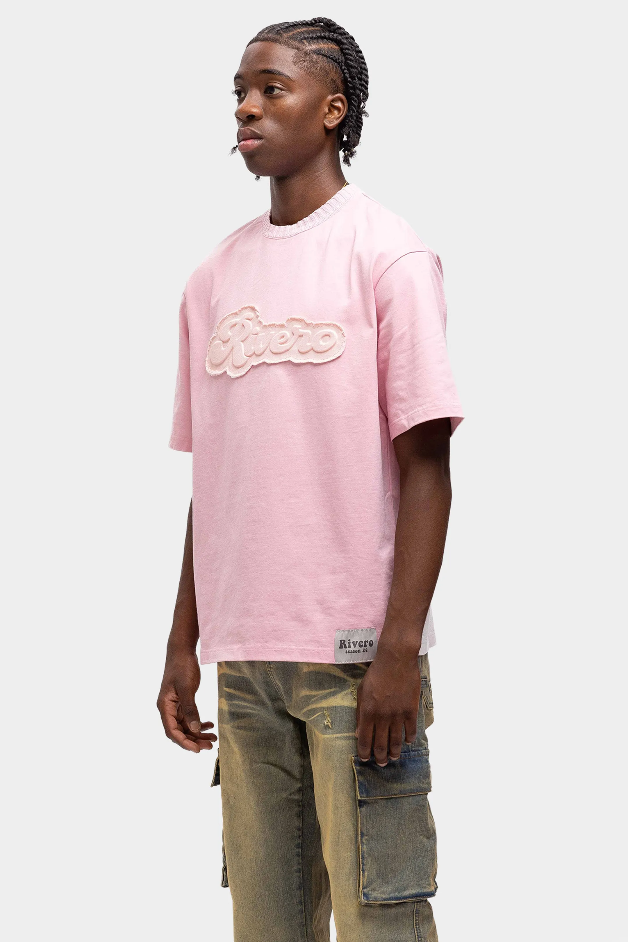 EMBOSSED OVERSIZED T-SHIRT PINK