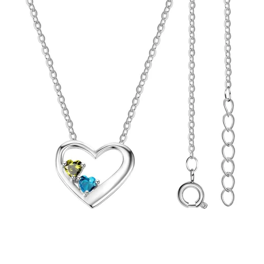 Engraved Heart Birthstone Necklace