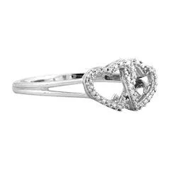 EternalDia Diamond Accent 10kt White gold T.W.o hearts Promise Ring