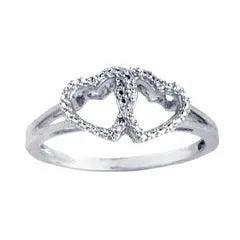 EternalDia Diamond Accent 10kt White gold T.W.o hearts Promise Ring