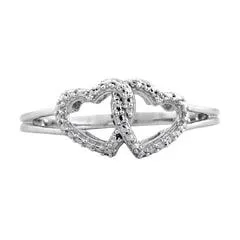 EternalDia Diamond Accent 10kt White gold T.W.o hearts Promise Ring