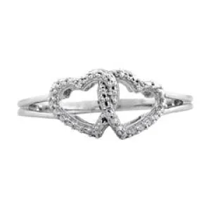 EternalDia Diamond Accent 10kt White gold T.W.o hearts Promise Ring