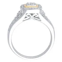 EternalDia Round Shape 1/4 Cttw Quad Diamond Cushio Frame Promise Ring in 10K Two-Tone Gold (IJ/I2-I3)