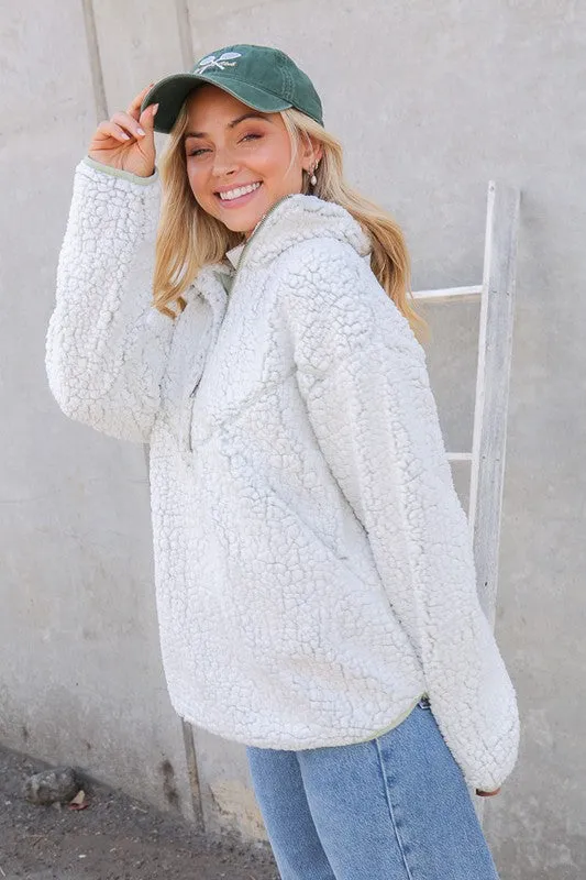 Evergreen Sherpa Pullover-FINAL SALE