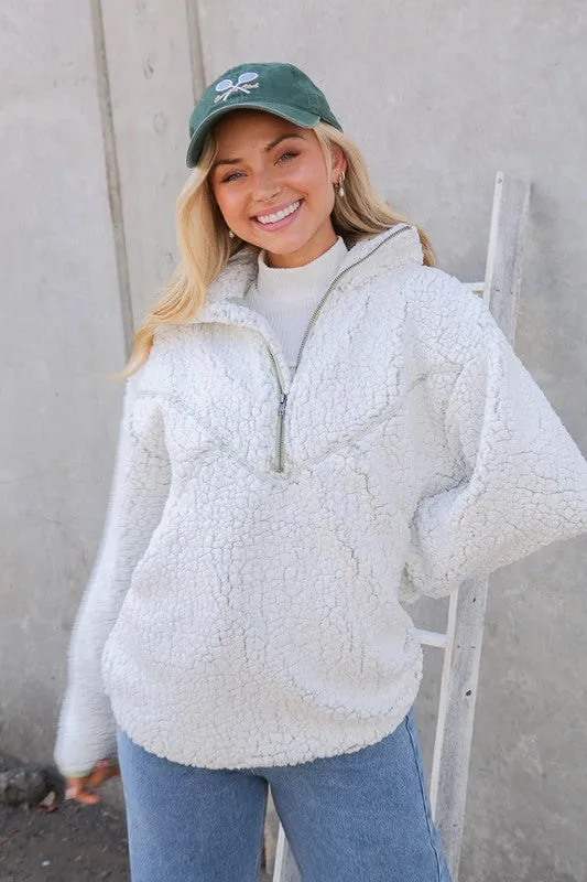 Evergreen Sherpa Pullover-FINAL SALE