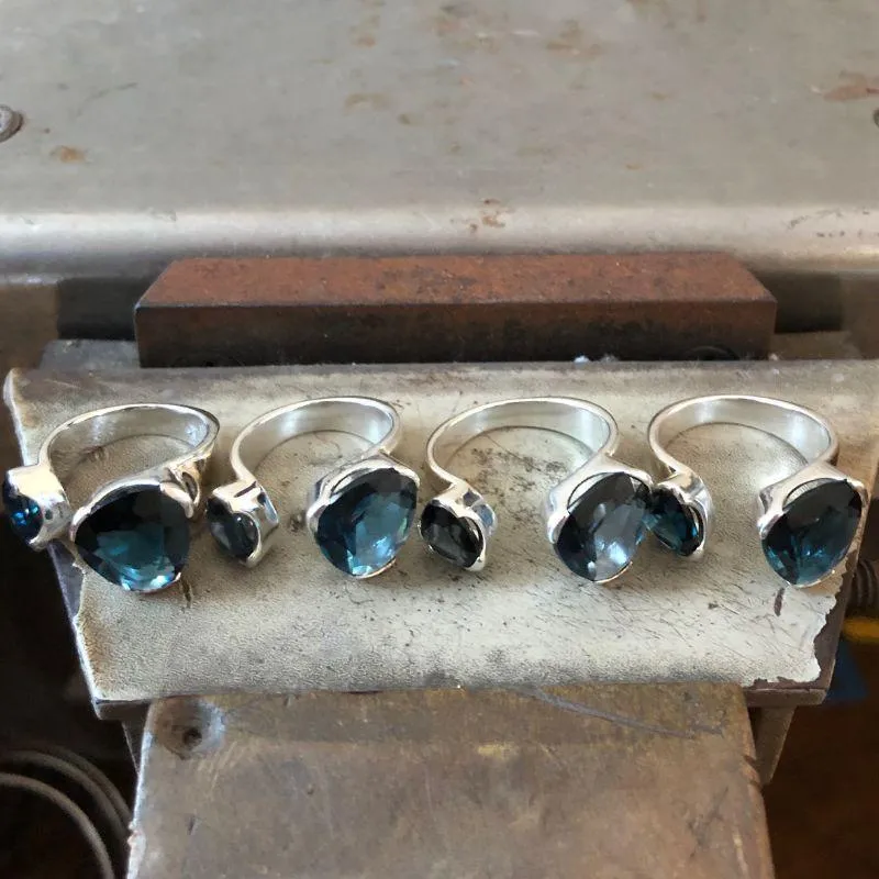 Everyday Gemstone Ring London Blue Topaz Duet