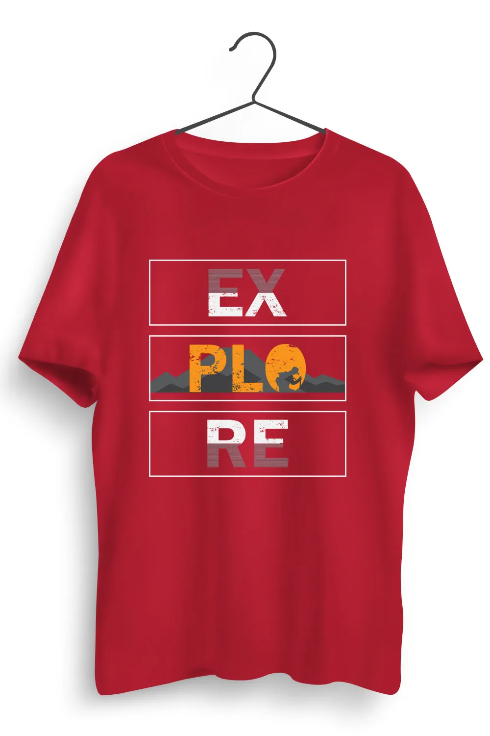 Explore Graphic Printed Red Tshirt