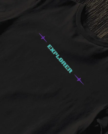 Explorer Black Printed Oversized T-shirt | Drop Shoulder T-shirt