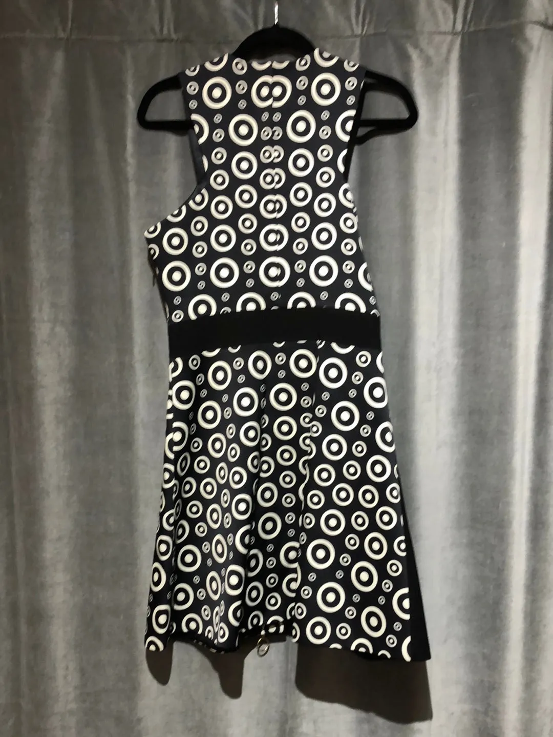 FAUSTO PUGLISI Black and White Target Fit and Flare Dress