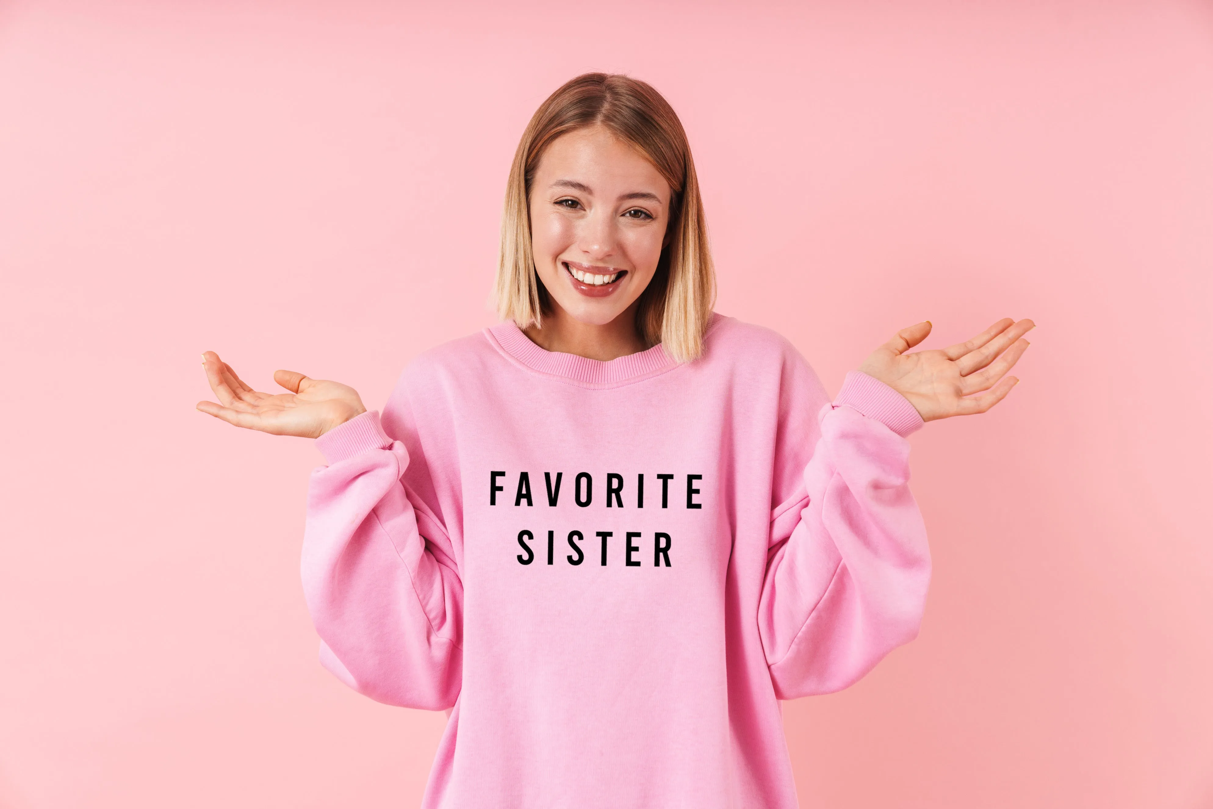Favorite Sister Sweatshirt Pink