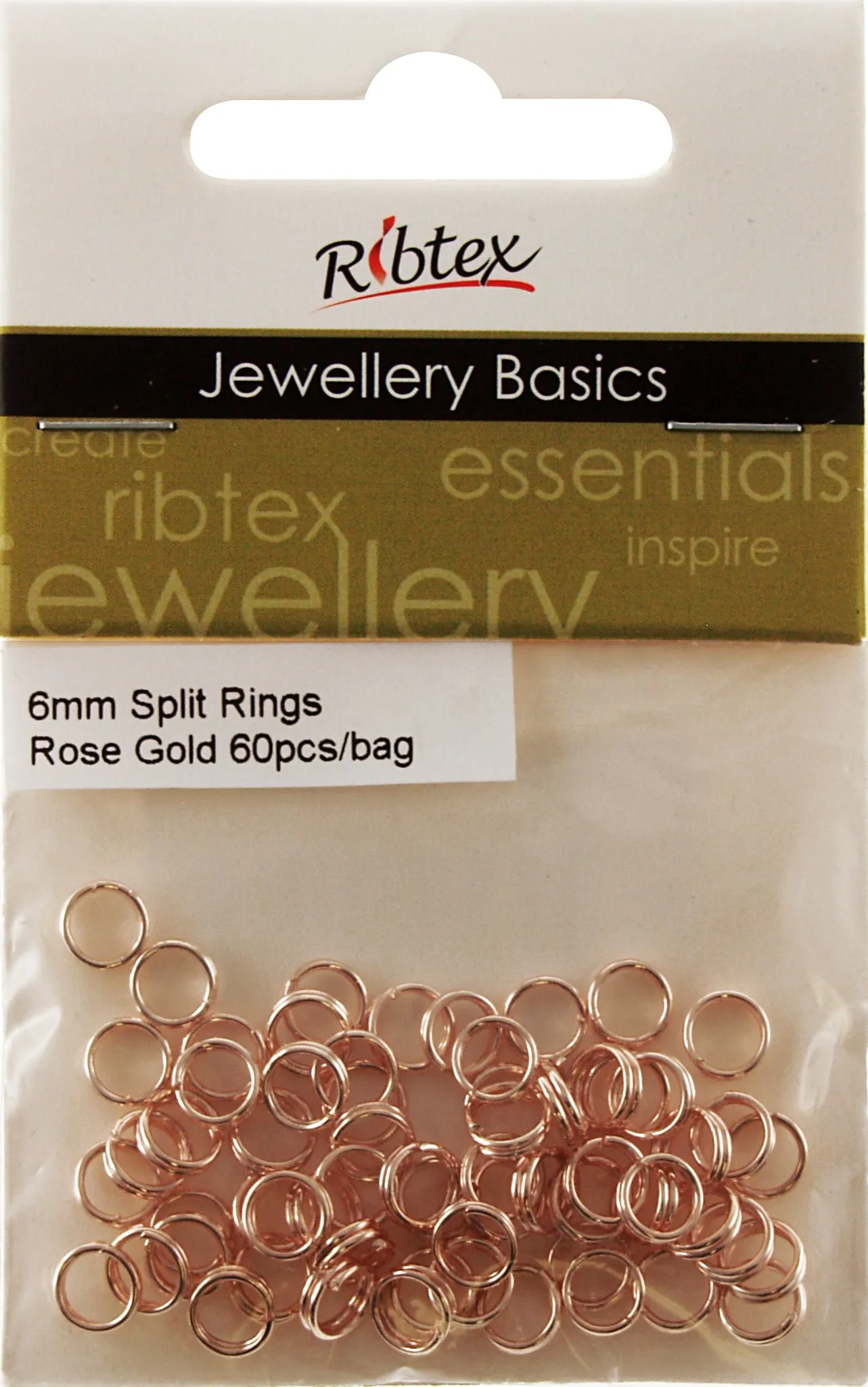 FINDINGS SPLIT RINGS ROSE GOLD 6MM 60PC