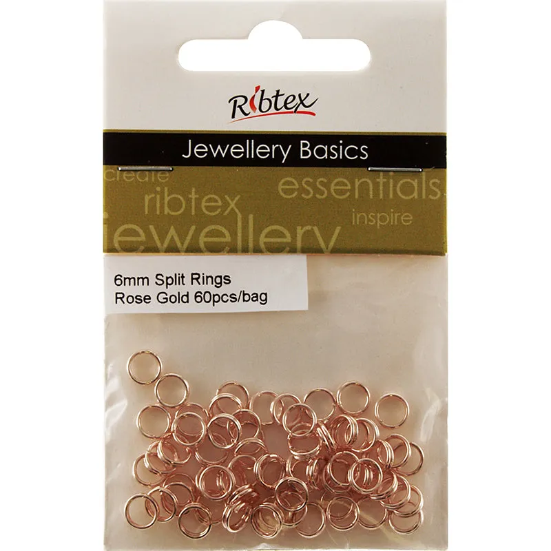 FINDINGS SPLIT RINGS ROSE GOLD 6MM 60PC