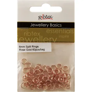 FINDINGS SPLIT RINGS ROSE GOLD 6MM 60PC