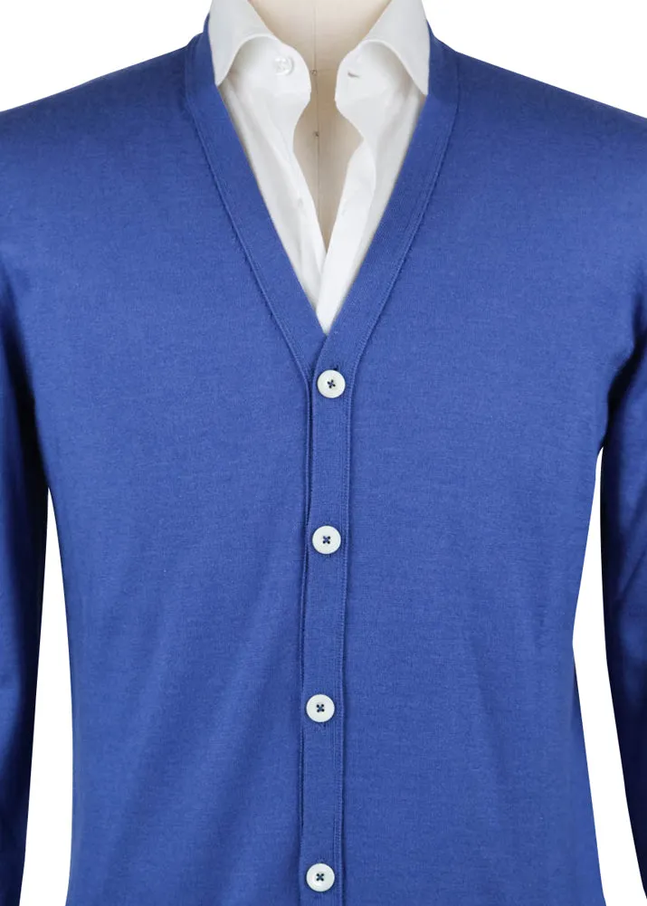 Fiori Di Lusso Blue V-Neck Cardigan