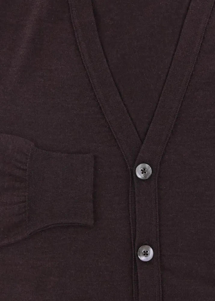 Fiori Di Lusso Dark Brown V-Neck Cardigan