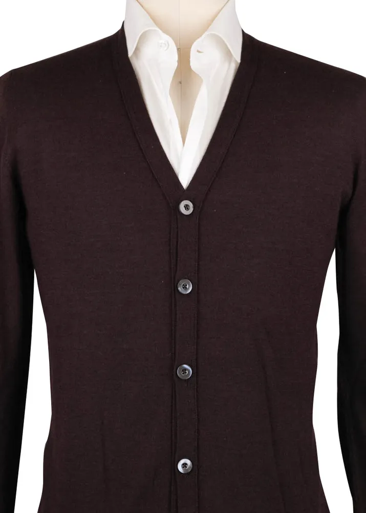 Fiori Di Lusso Dark Brown V-Neck Cardigan
