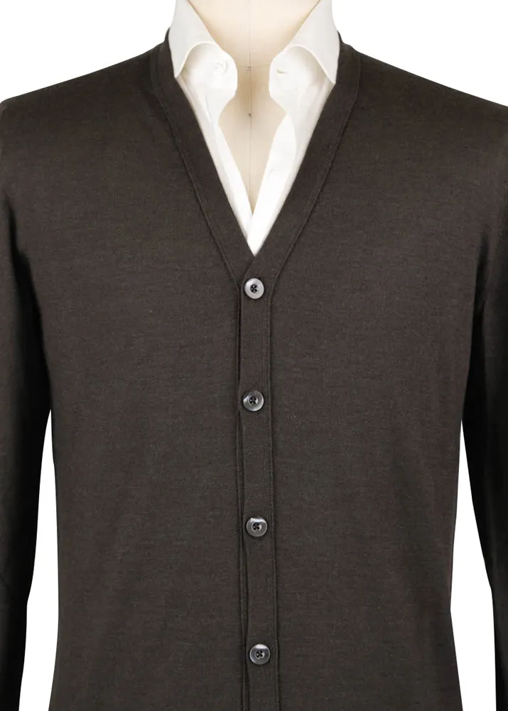 Fiori Di Lusso Dark Brown V-Neck Cardigan