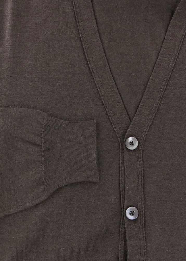 Fiori Di Lusso Dark Brown V-Neck Cardigan