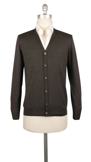 Fiori Di Lusso Dark Brown V-Neck Cardigan