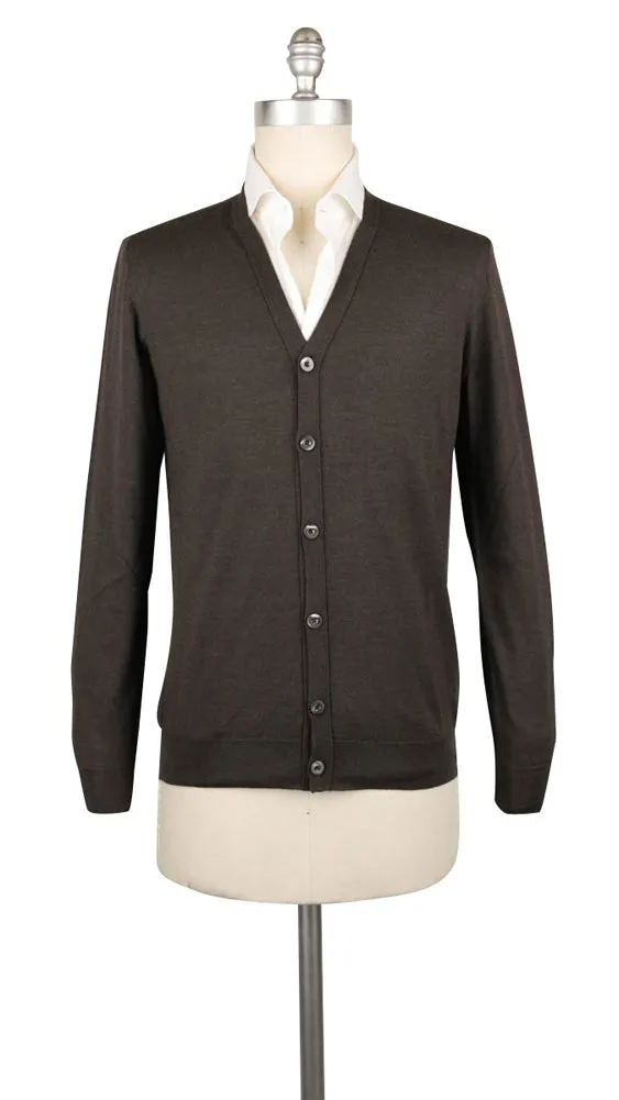 Fiori Di Lusso Dark Brown V-Neck Cardigan