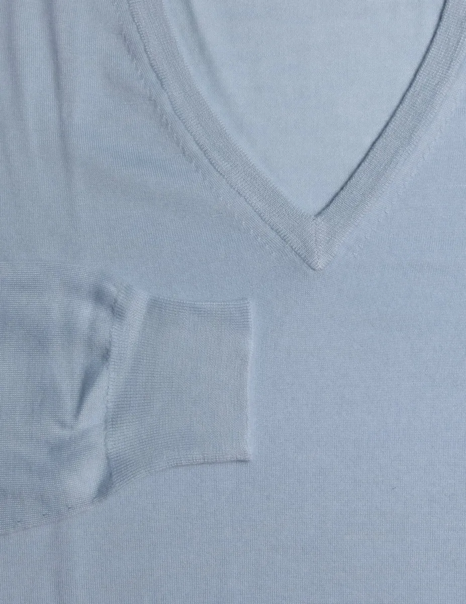 Fiori Di Lusso Light Blue V-Neck Sweater