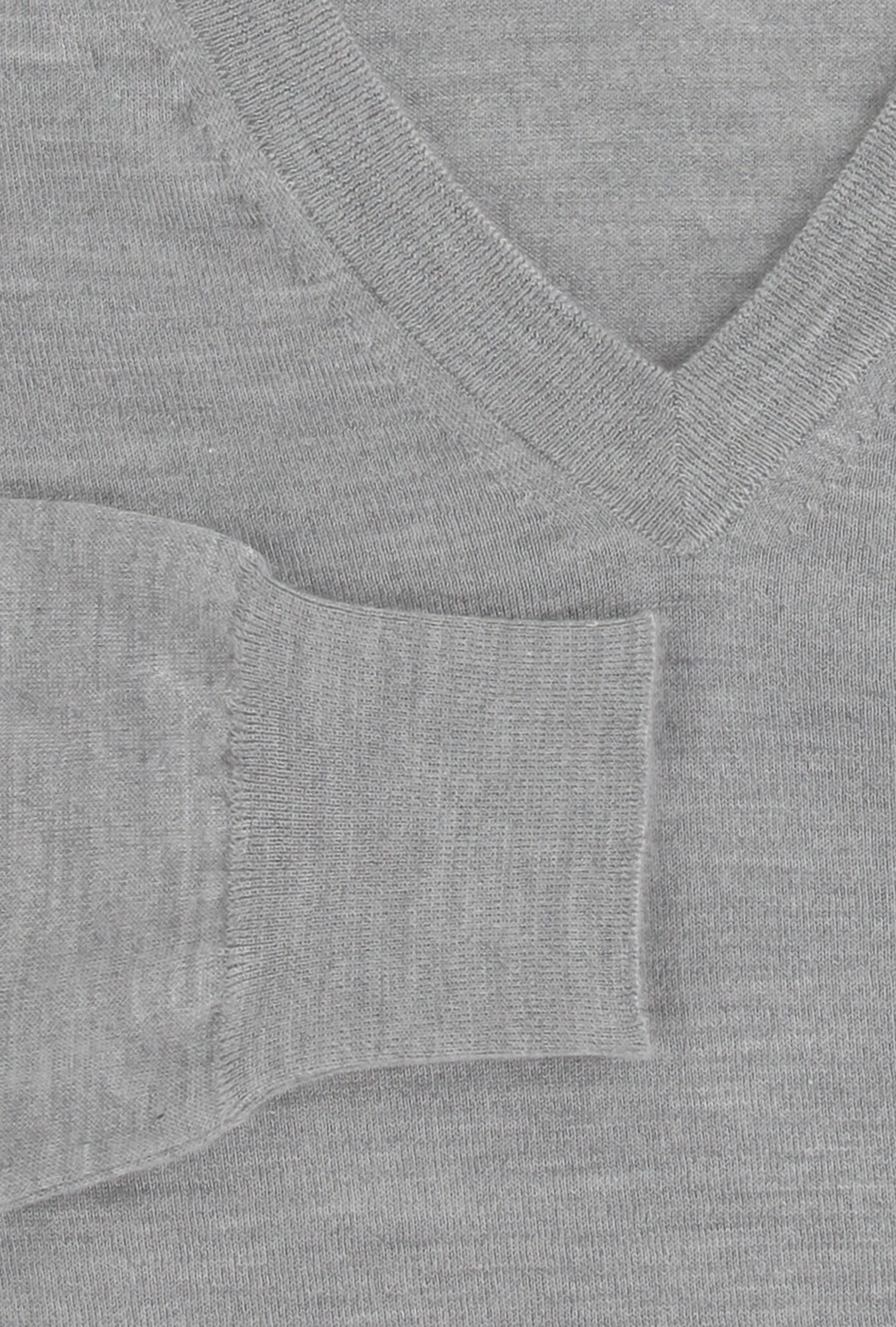 Fiori Di Lusso Light Gray V-Neck Sweater