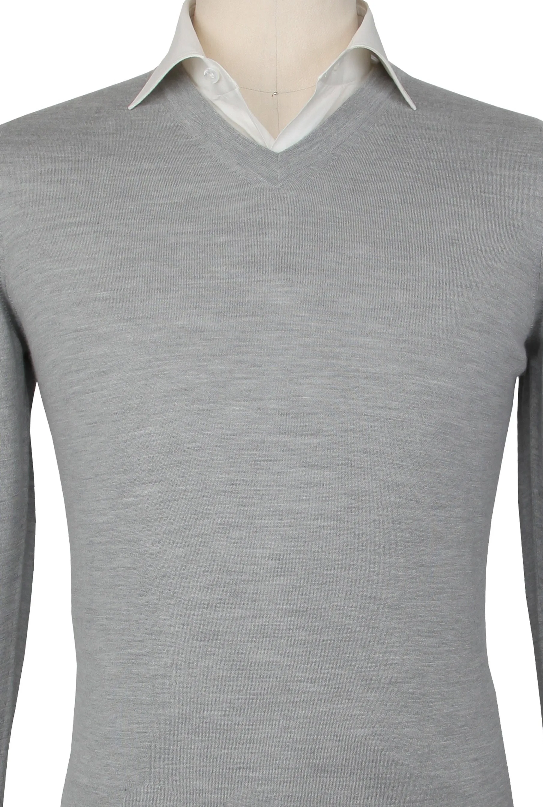 Fiori Di Lusso Light Gray V-Neck Sweater