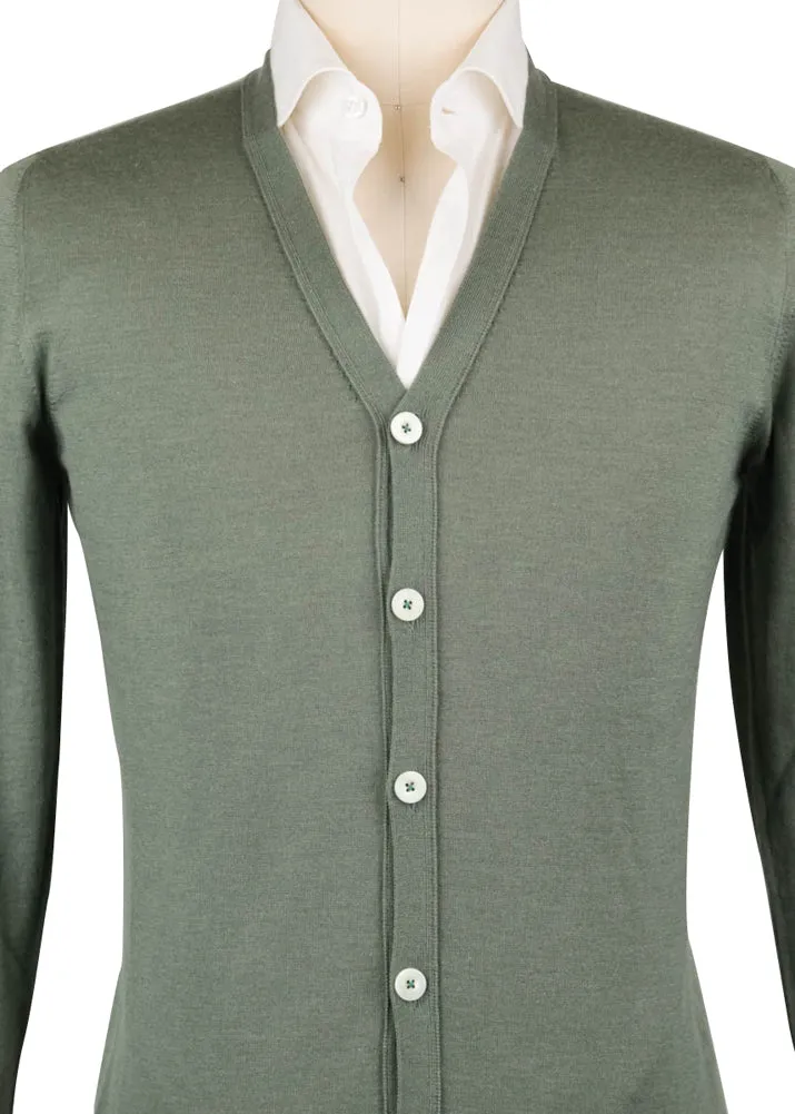 Fiori Di Lusso Olive Green V-Neck Cardigan