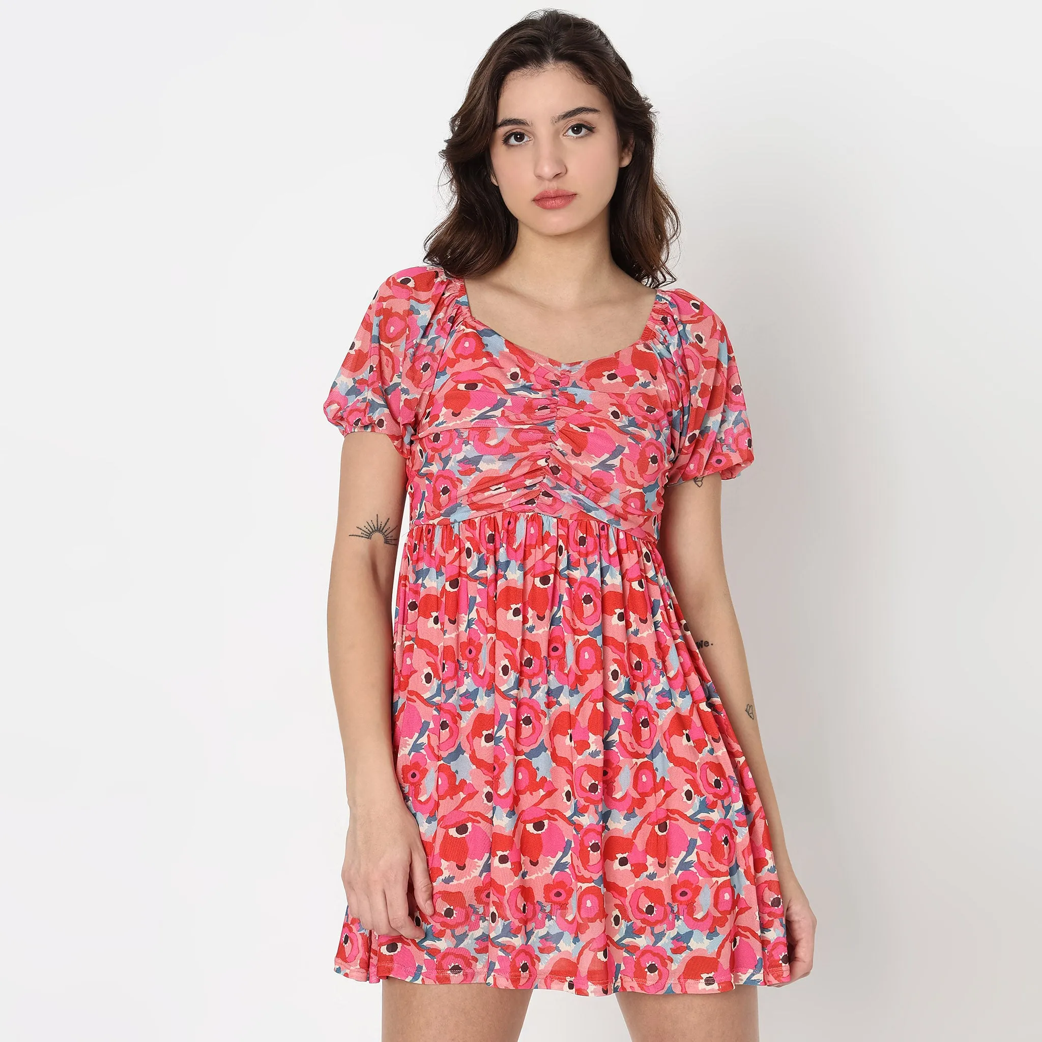 Flare Fit Printed Dress