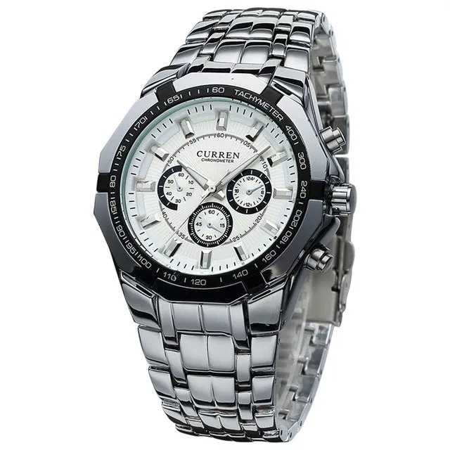 Flashy Trends Curren Brand Men's Stainless Steel Military Waterproof Sport Wrist Watch