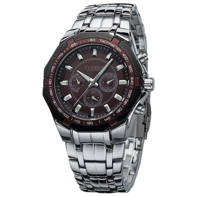 Flashy Trends Curren Brand Men's Stainless Steel Military Waterproof Sport Wrist Watch