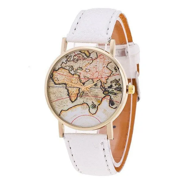 Flashy Trends Women's Fashion Analog Quartz World Map Wrist Watch in 3 Colors