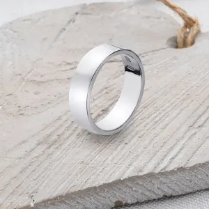 Flat-Shaped Solid 925 Silver Band - 6mm Wide