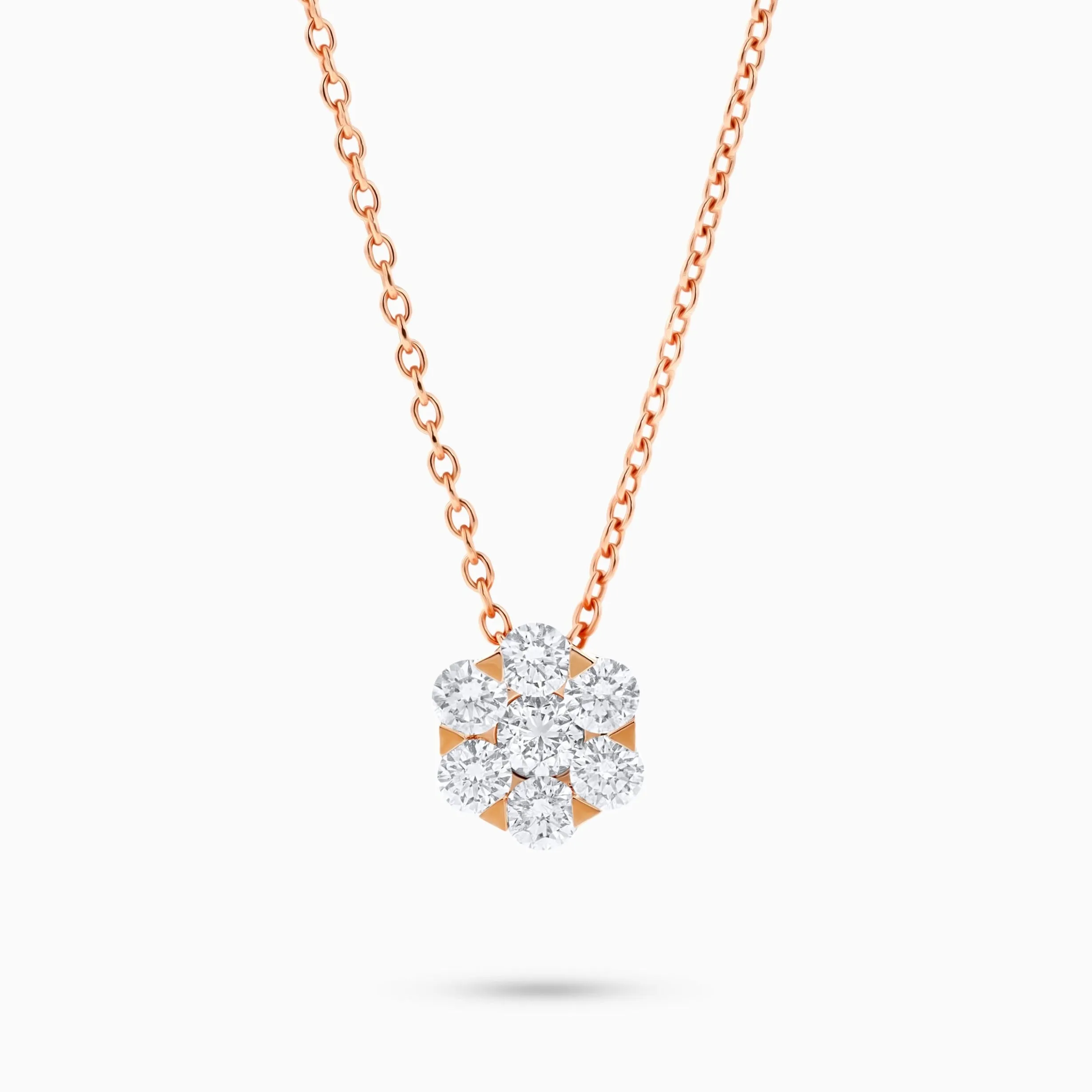Flora Floret Necklace, 18K Rose Gold and Diamonds (0.50ct.tw.)