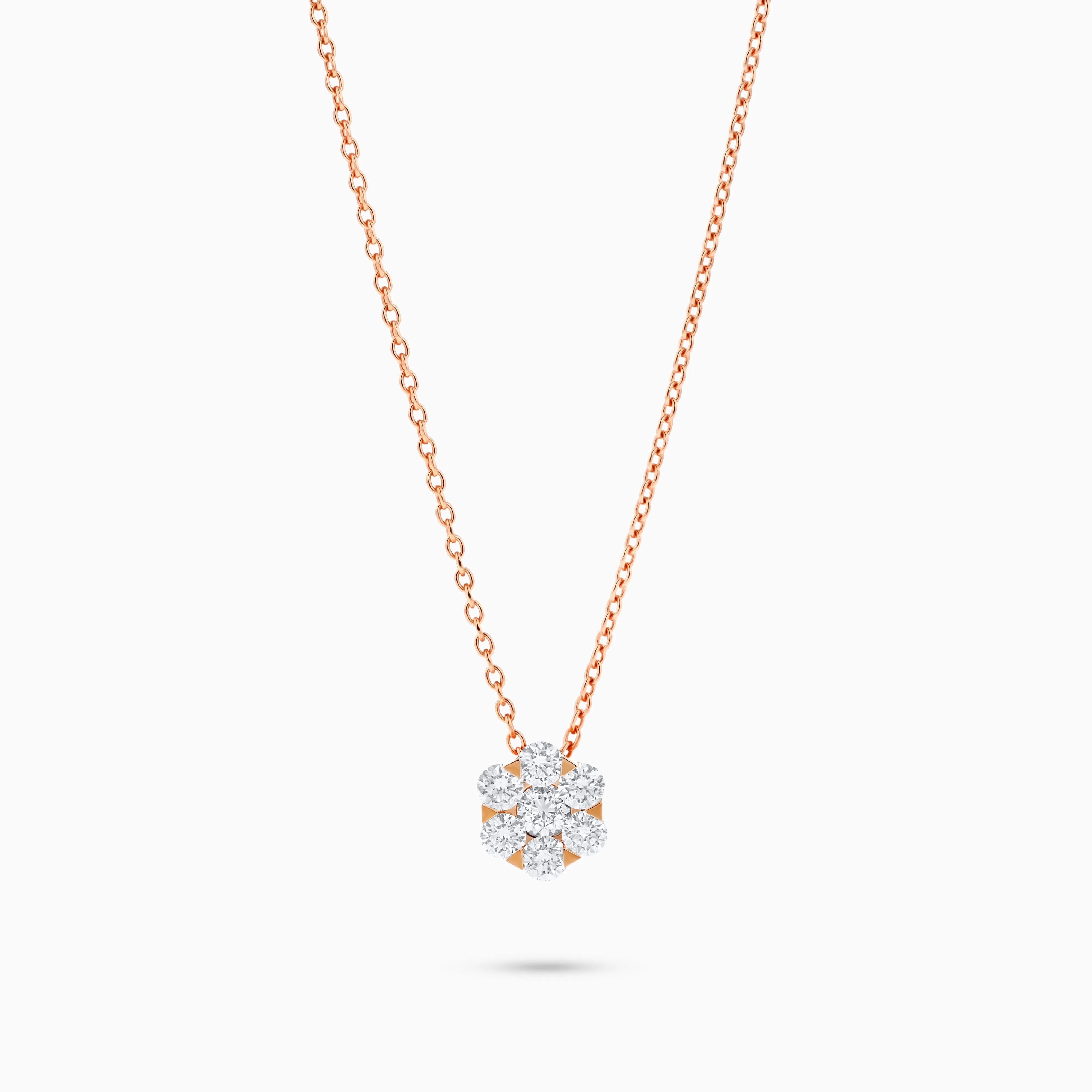 Flora Floret Necklace, 18K Rose Gold and Diamonds (0.50ct.tw.)