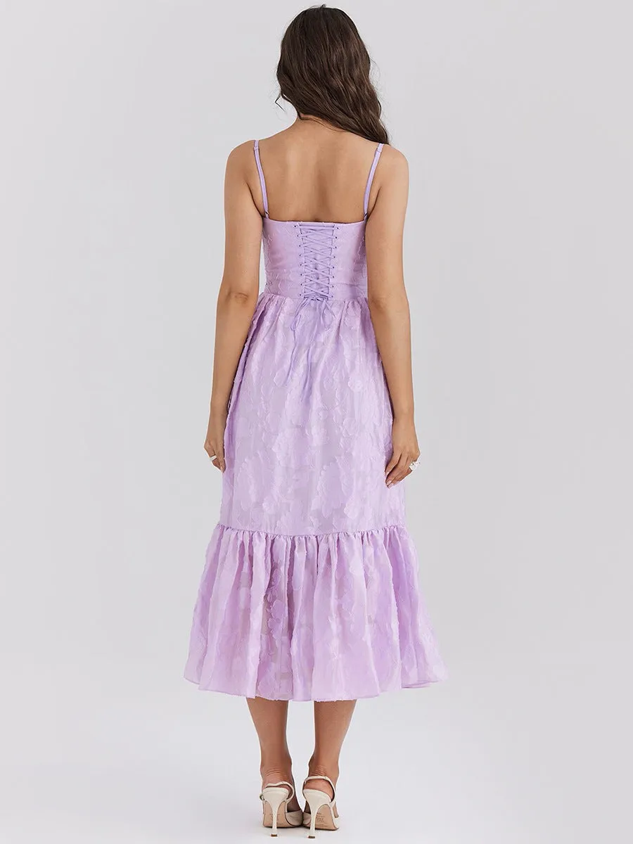 Floral Jacquard Tiered Midi Dress