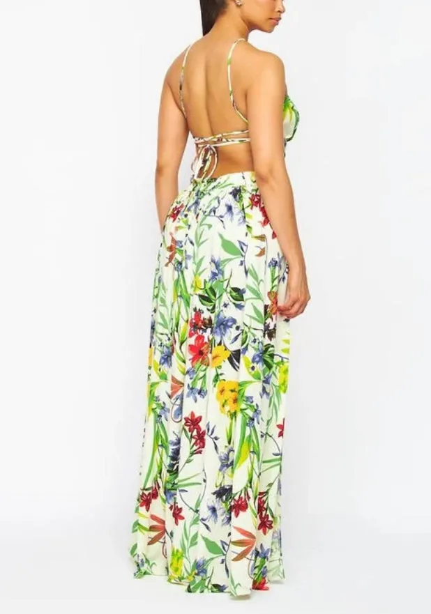 Floral Print Maxi Dress - Available in black print only