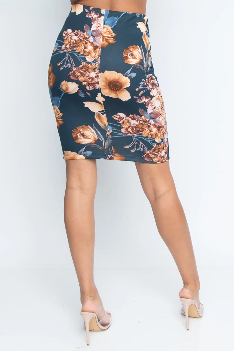 Floral Print Pencil Skirt* (23097)