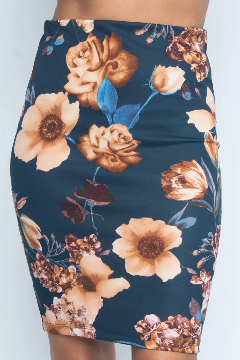 Floral Print Pencil Skirt* (23097)