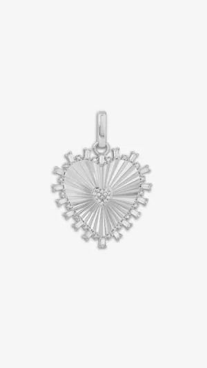Fluted Heart Charm Silver