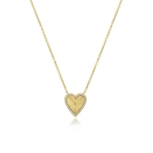 Fluted Pave Heart Necklace