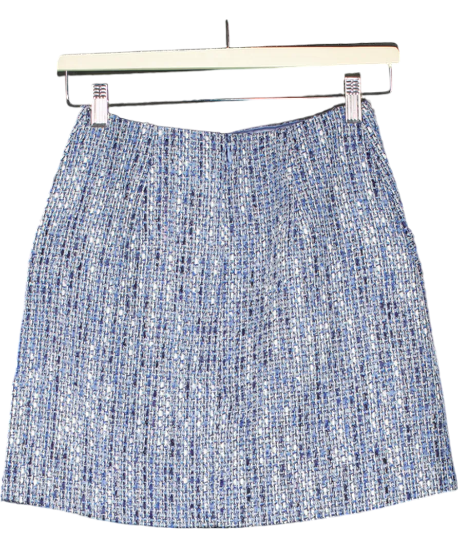 FOREVER NEW Blue Marley Tweed Mini Skirt UK 6