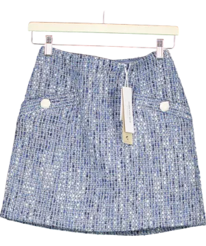 FOREVER NEW Blue Marley Tweed Mini Skirt UK 6