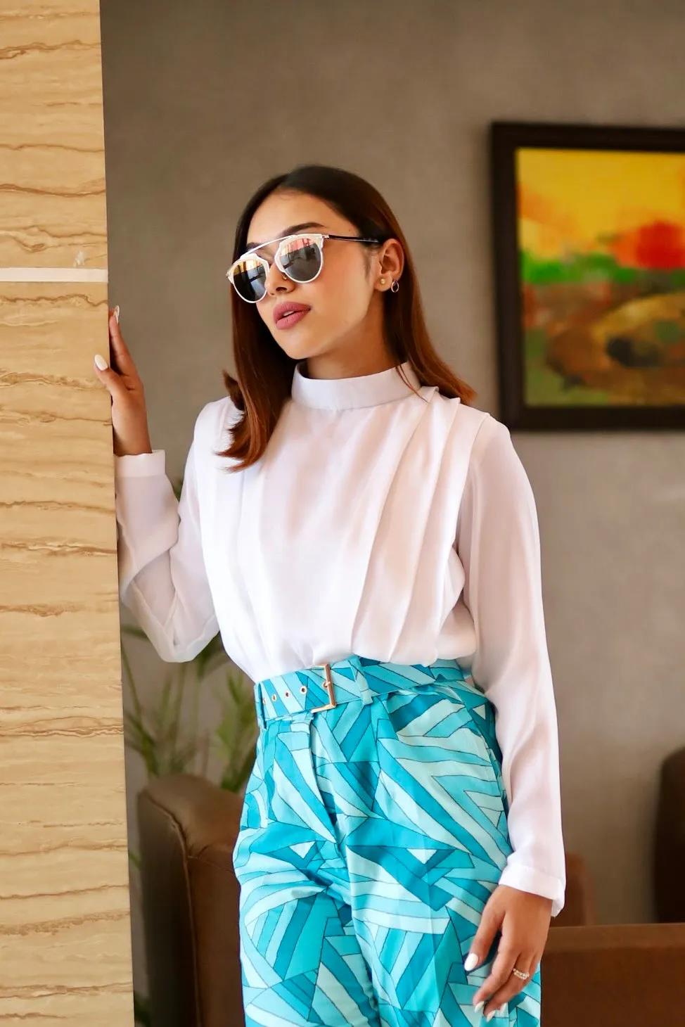 Formal White Satin Top