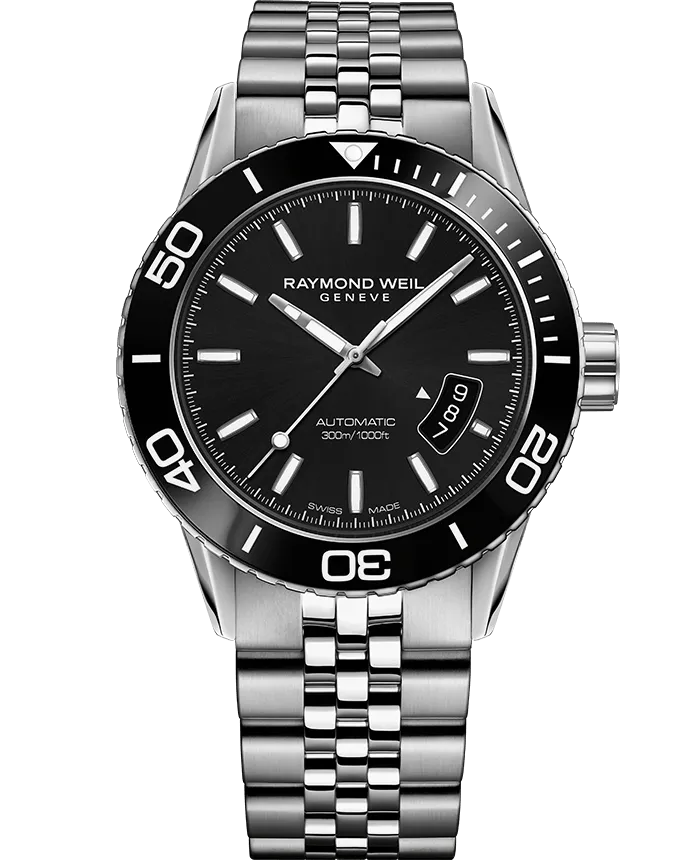 Freelancer Men's Automatic Black Steel Diver Watch, 42mm   2760-ST1-20001