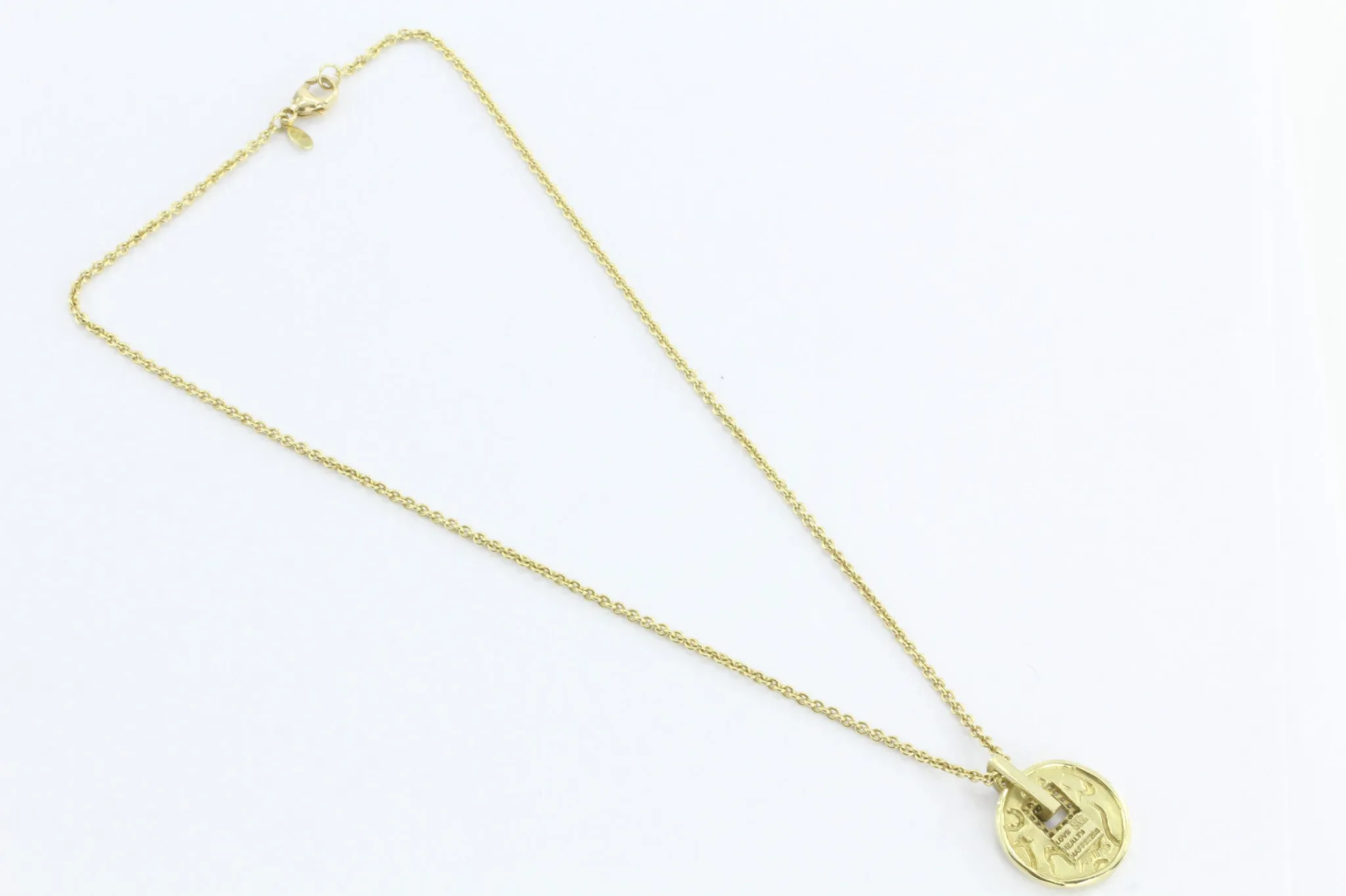 From the Love of life collection Rare SEIDENGANG 18k solid gold diamond love, health, happiness charm necklace.   Model # CL465