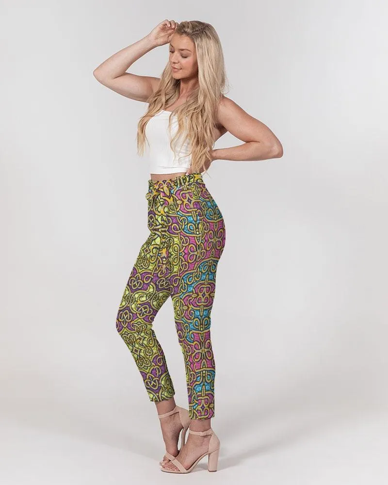 Fun African Print Women's Belted Tapered Pants