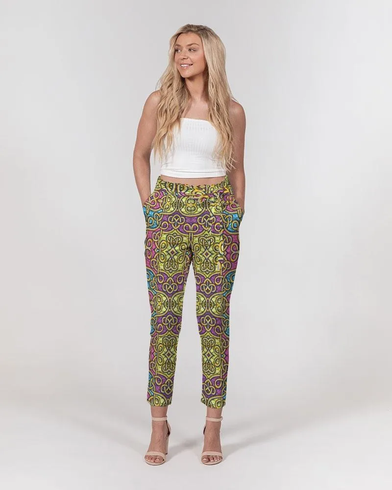 Fun African Print Women's Belted Tapered Pants